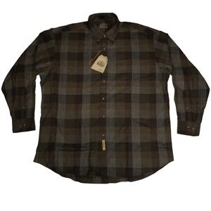 BD Baggies NWT Plaid Shirt Loose Fit Button Down Men's Size Large Brown